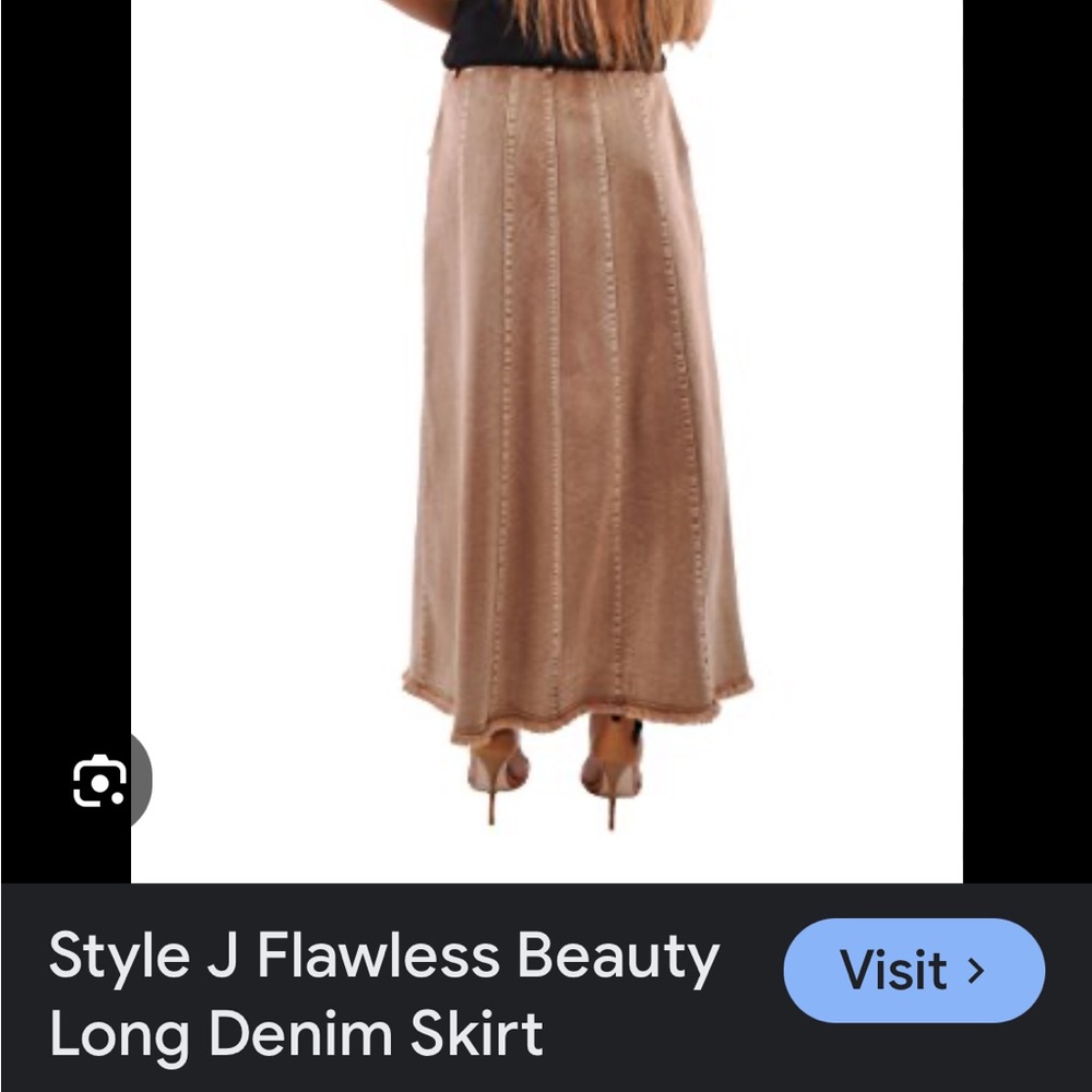 Elegant Tan A-Line Skirt New no slits - Picture 2 of 2
